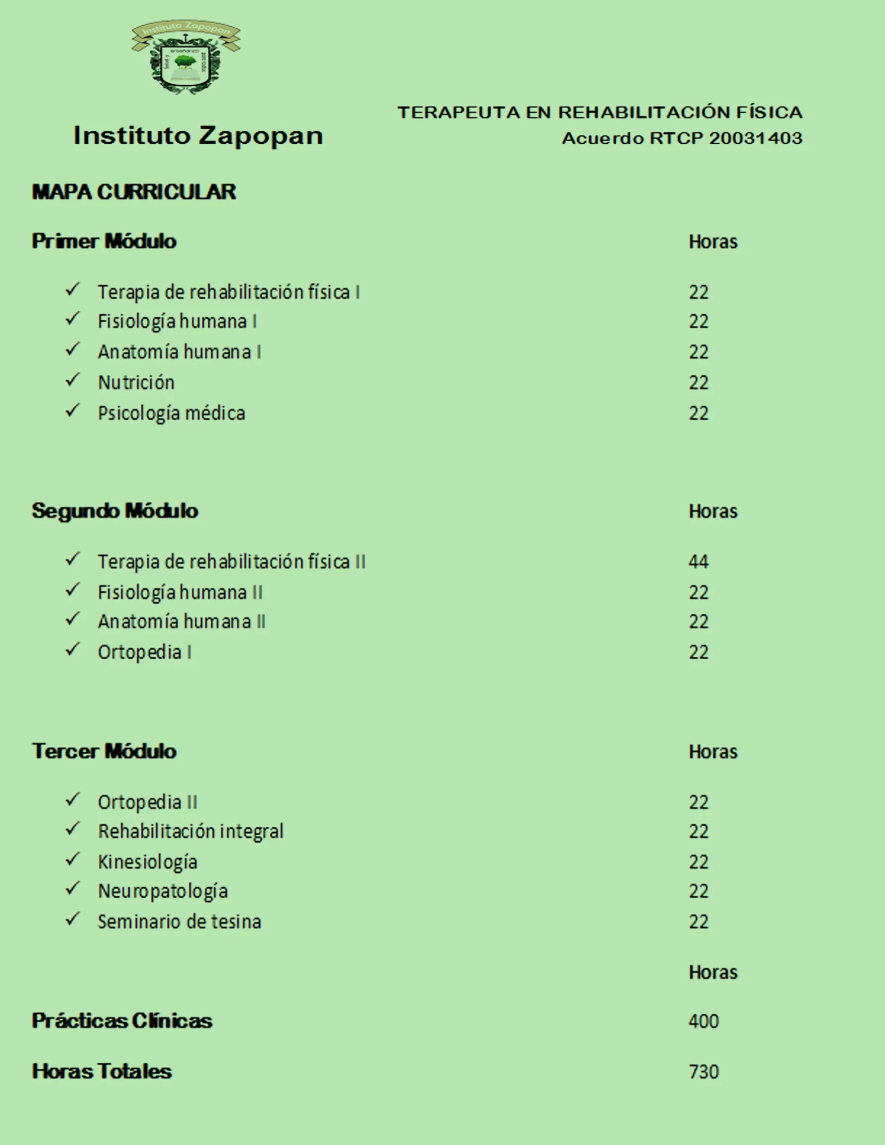 Mapa Curricular Terapeuta